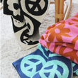 Load image into Gallery viewer, Peace Please Checkered Knit Throw Blanket with Flowers