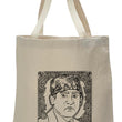 Load image into Gallery viewer, Michael Scott wearing a bandana meme illustration on a canvas natural colored tote bag. Unoffical fanart of the TV popculture hit The Office.