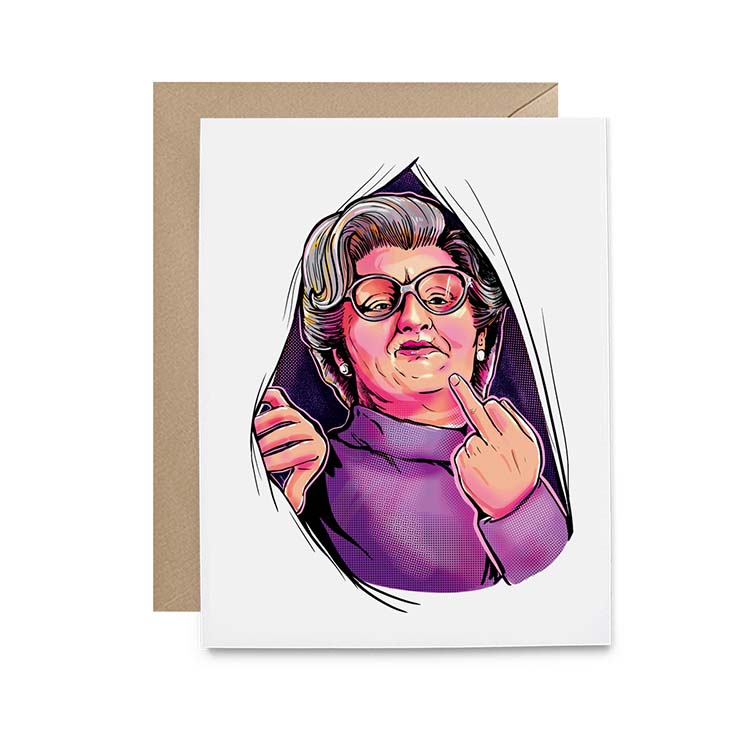 Mrs Doubtfire Middle Finger Greeting Card