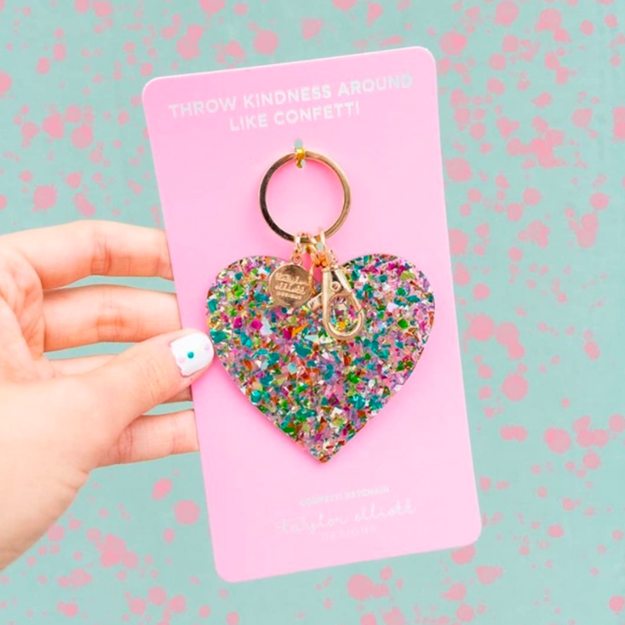 Confetti Acrylic Heart Keychain