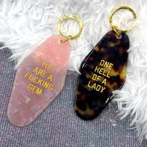 You're a Fucking Gem Motel Keytag Pink