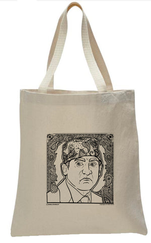 Michael Scott wearing a bandana meme illustration on a canvas natural colored tote bag. Unoffical fanart of the TV popculture hit The Office.